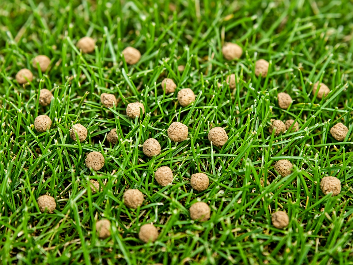 Granular fertilizer on turf